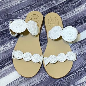 Jack Rogers Lauren Double-Strap White Sandal Women’s Size 6.5